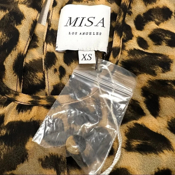 MISA Los Angeles Katia Leopard Print Ruffle Long Sleeve Mini Dress Size XS. NEW - Picture 12 of 16